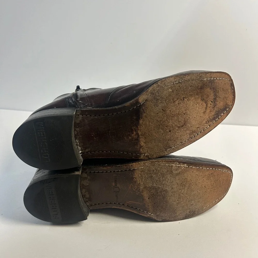 Florsheim Leather Side Zip Ankle Boots Brown Mens 8 D Square Toe 11087-05 Dress